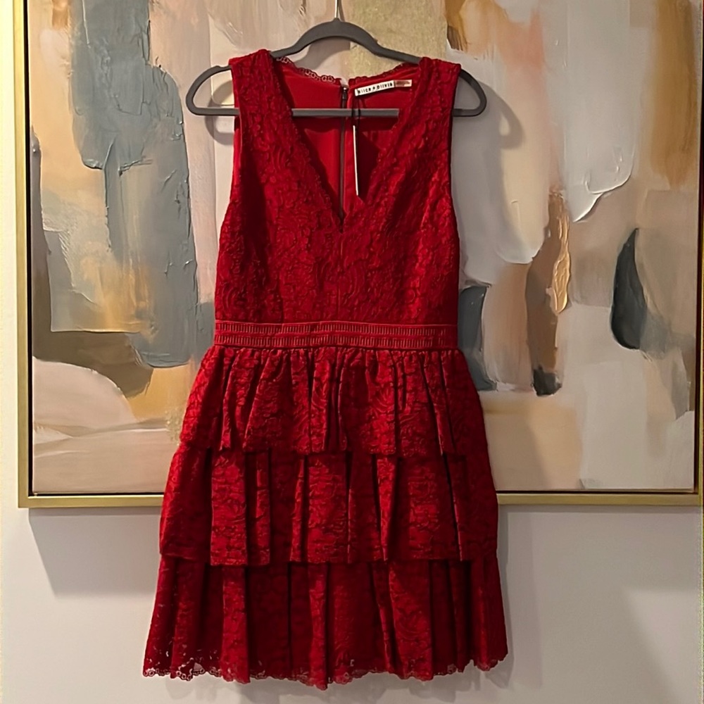 Alice + Olivia Red Lace Dress Brand NEW